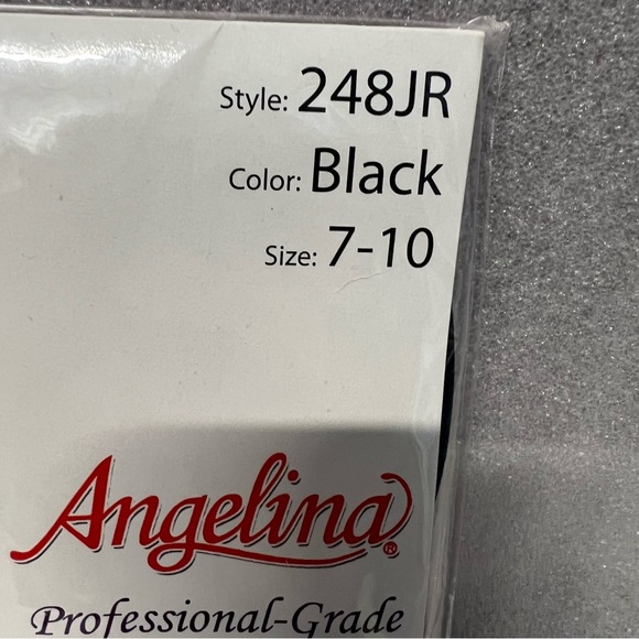Angelina Black Ballet Lycra Tights Girl size 7-10 Professional Grade Style 248JR - Picture 2 of 6